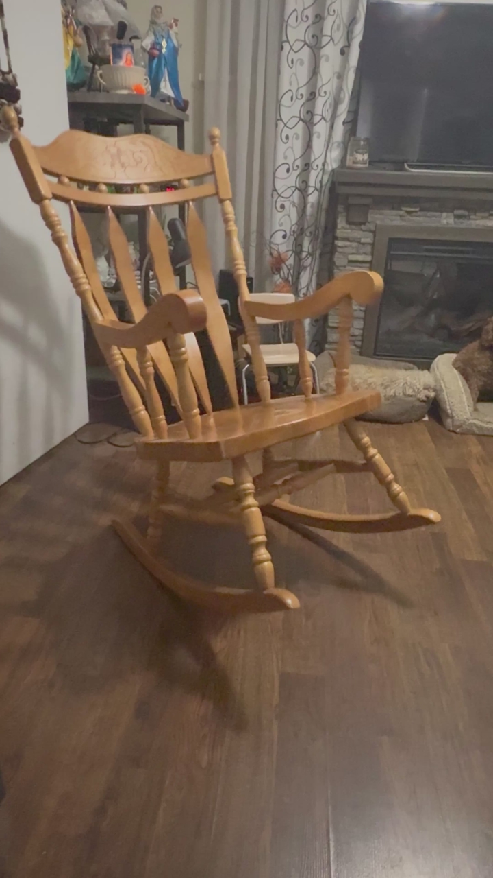 Vintage Tall-Back Solid Wood Rocking Chair
