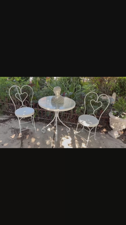 Antique metal heart bistro set (statue not included)