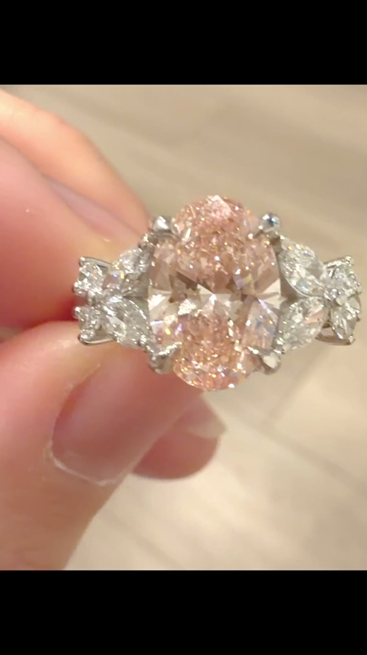 Pink Oval Cut Lab Grown Diamond Ring