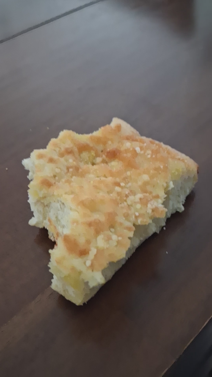 half eaten breadstick from hungry howies