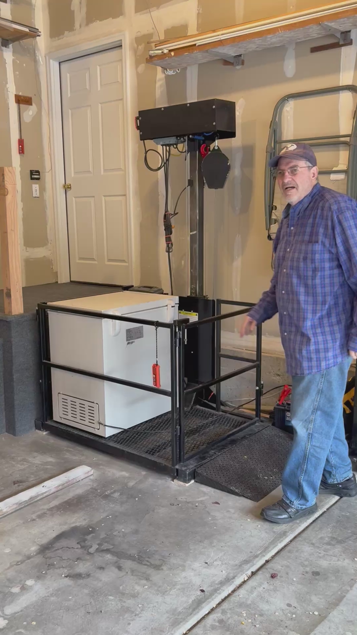 Elevator for lifting person who can’t do stairs.