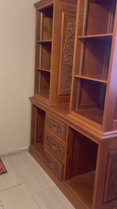 Hand Carved Solid Wood Hutch Bookcase